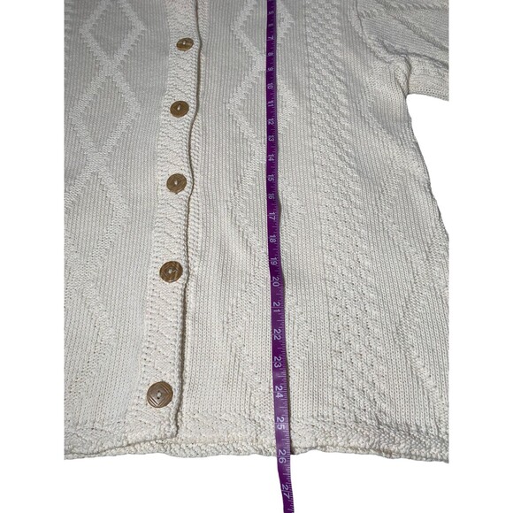 Binghamton Knitting Co. Women's Medium Cream Cardigan Sweater Chunky Knit Button - Picture 6 of 9